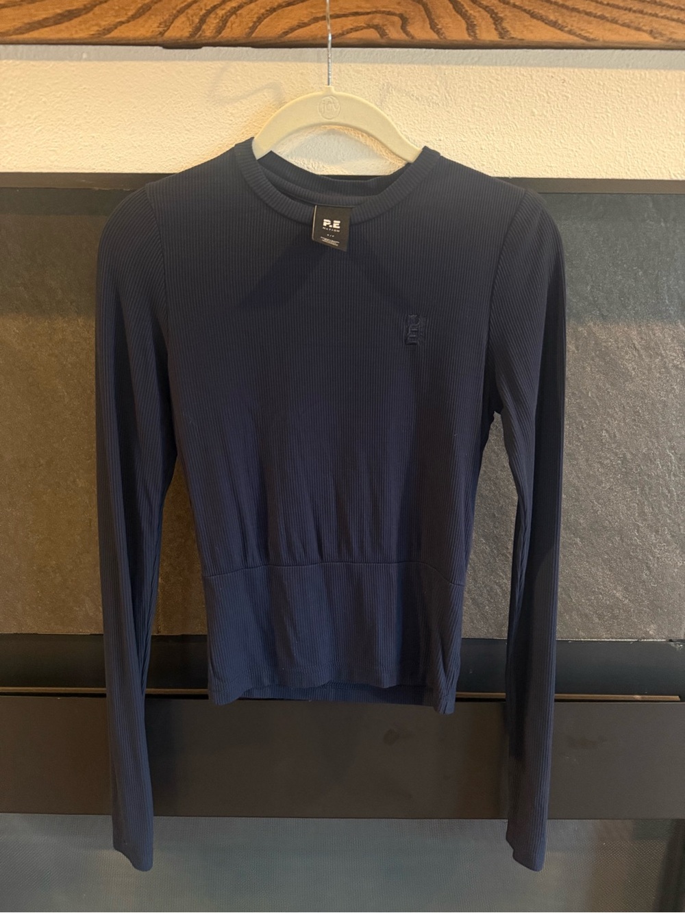 P.E Nation Navy Ribbed Long Sleeve Crew Top